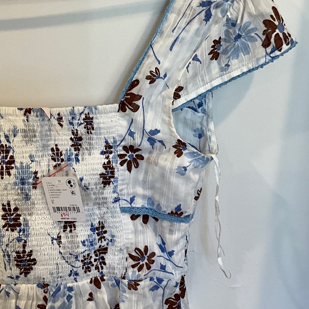 FP Movement by Free People Floral White and Blue Blouse - Picture 9 of 10